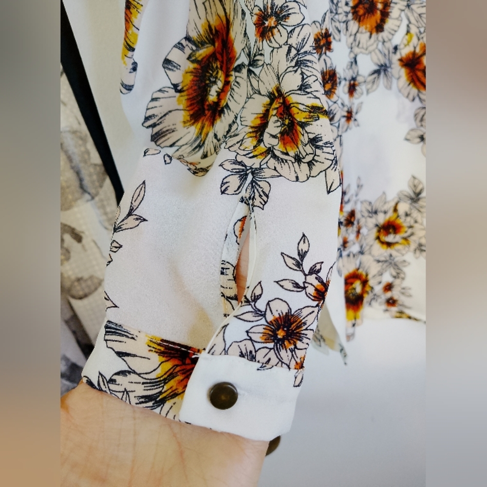 Maurices Floral Print Top with Orange and Black Accents - Picture 3 of 7